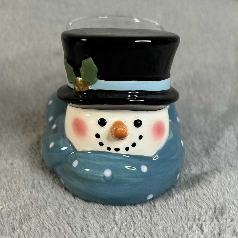 PartyLite Snowman Tealight Votive Holder P93721 Ceramic Winter Christmas Decor‎